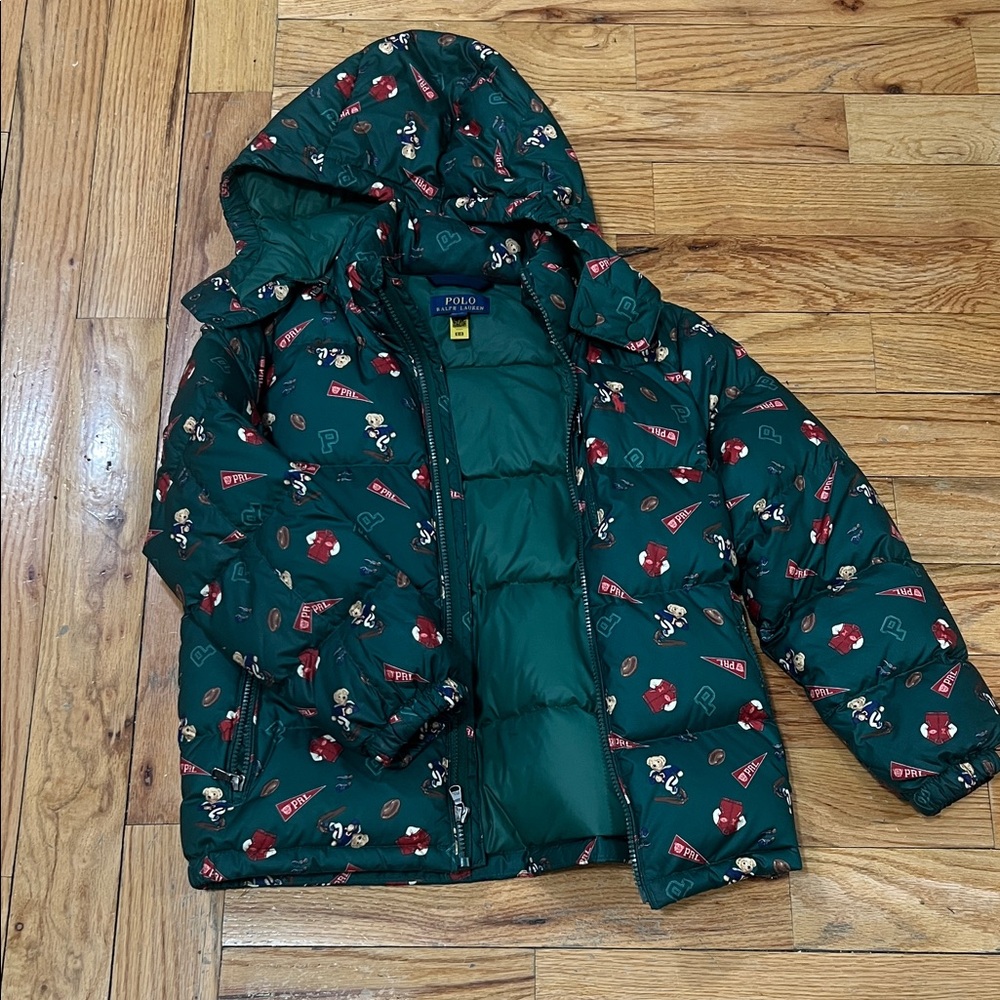 Polo by Ralph Lauren Kids Patterned Green Puffer Coat